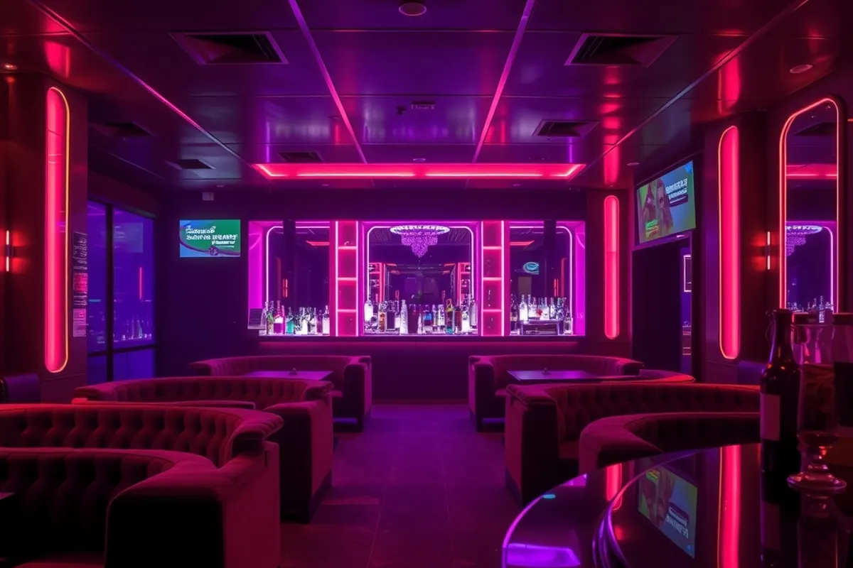 Interior de un club nocturno con luces de neón (imagen ilustrativa)